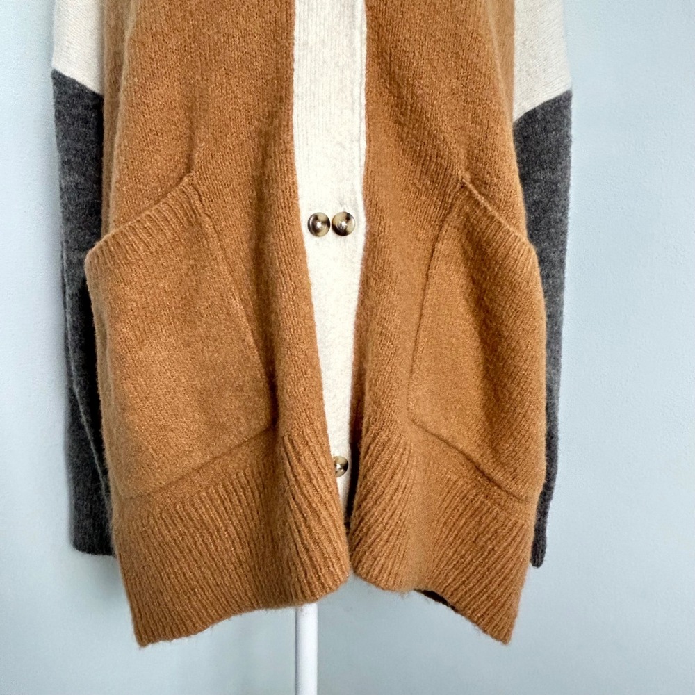 Madewell Colorblock Grandpa Cardigan Sweater Button Front‎ Pockets Wool Blend L - Picture 7 of 8